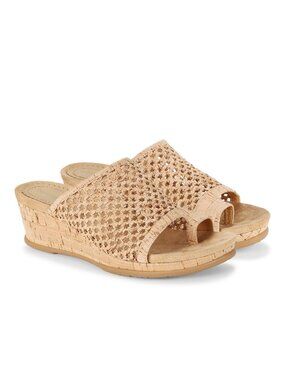 Baretraps FAYE Cork Wedge Toe Ring Heeled Sandals | Natural Neutral | Size 7.5